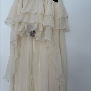 Elegant Cream Ruffled Maxi skirt